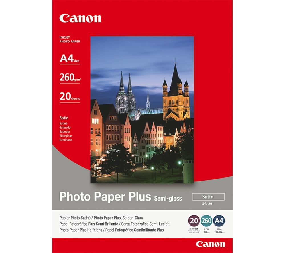 Image of Canon SG-201 A4 Semi-Gloss Satin Photo Paper Plus - 20 Sheets