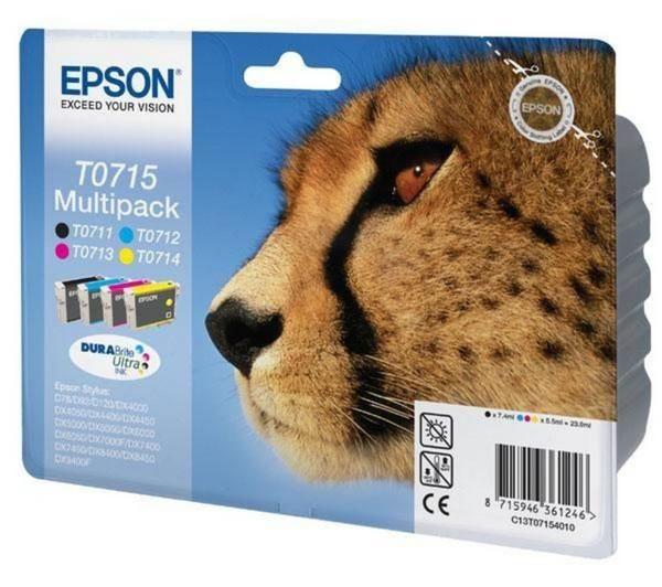 EPSON Cheetah T0715 Cyan, Magenta, Yellow & Black Ink Cartridges - Multipack image number 0