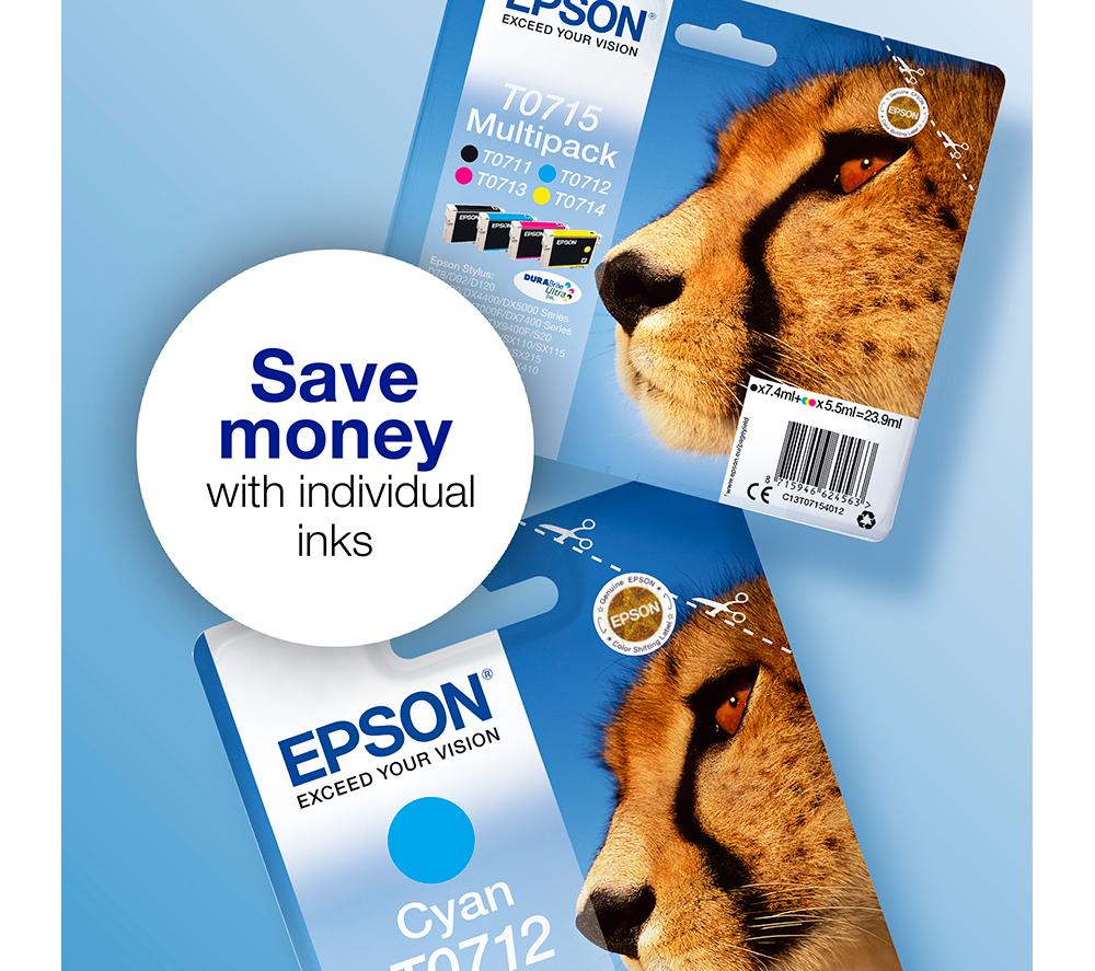 EPSON Cheetah T0715 Cyan, Magenta, Yellow & Black Ink Cartridges - Multipack image number 5 of 8