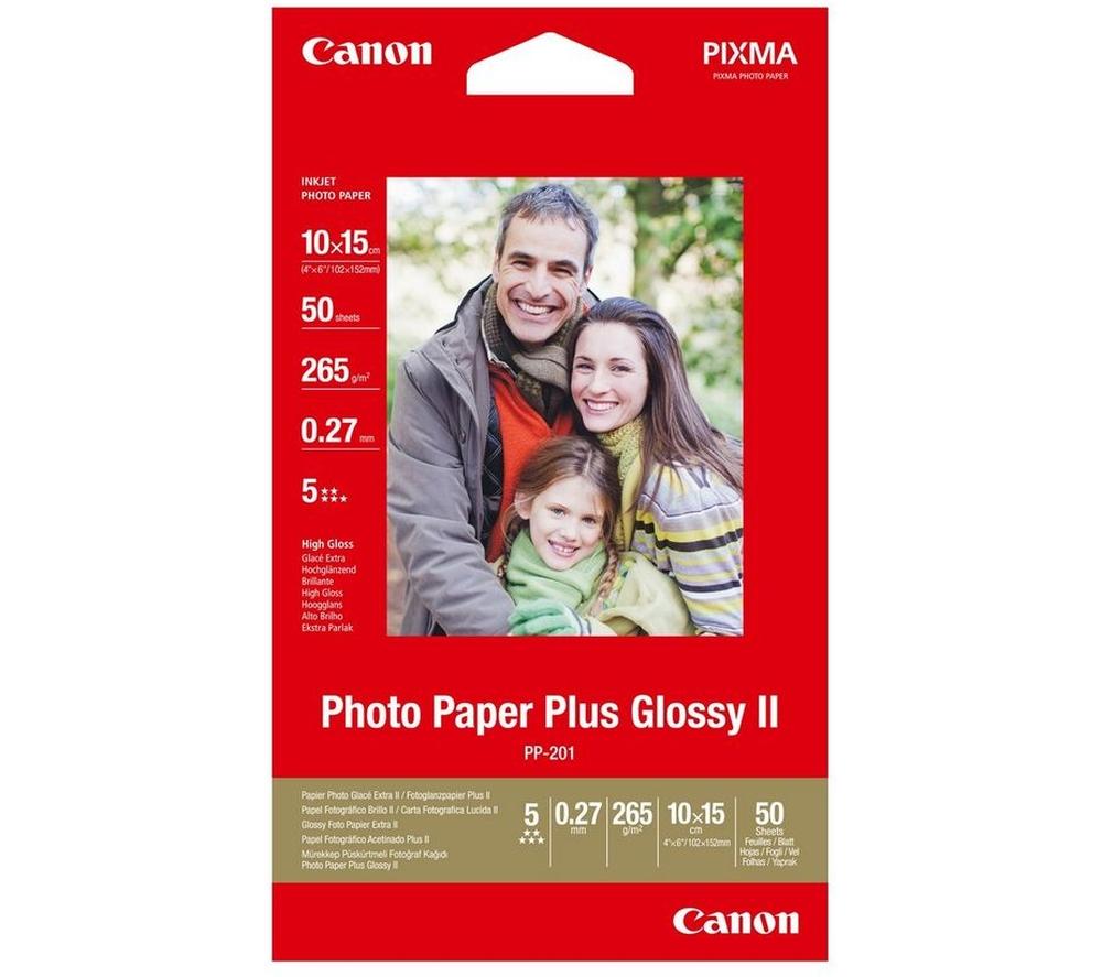 Image of Canon PP-201 100 x 150 mm Glossy II Photo Paper Plus - 50 Sheets