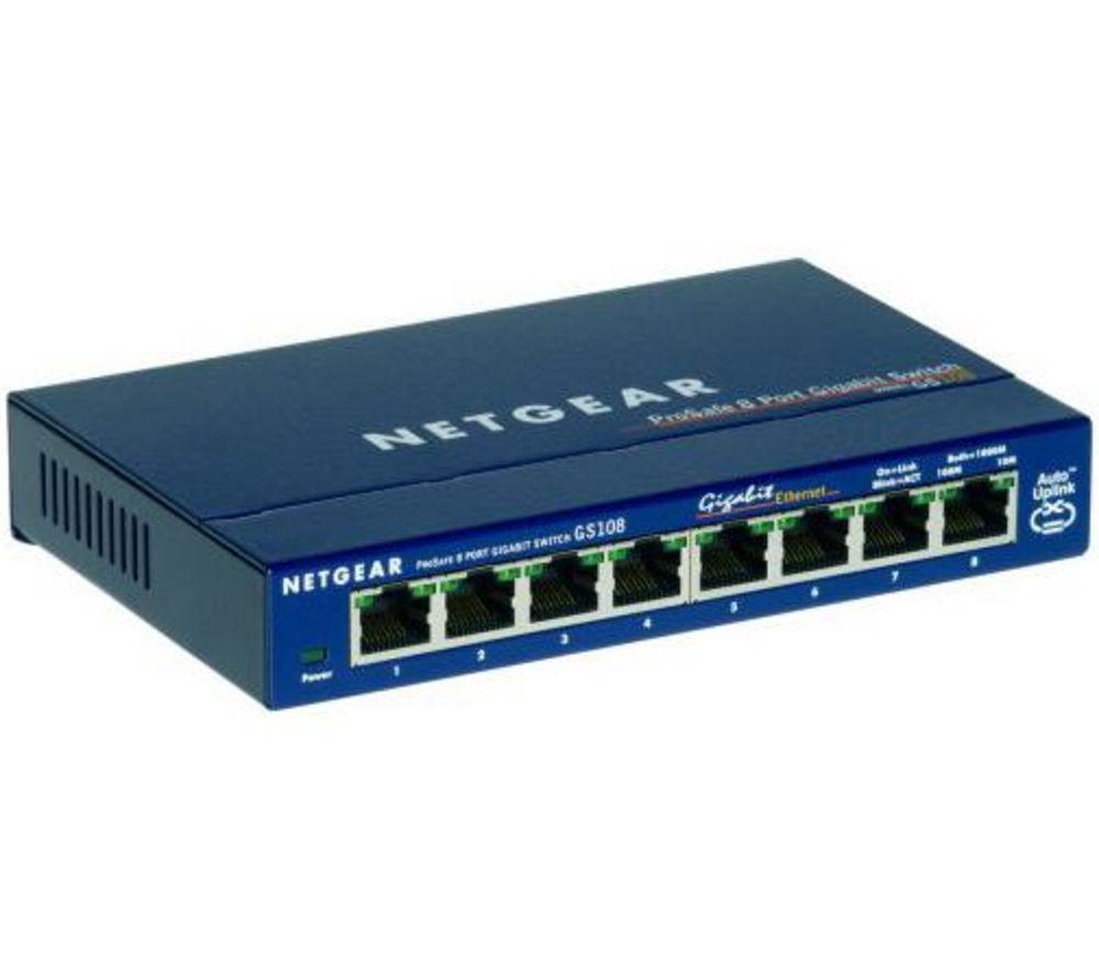 NETGEAR GS108UK 8-Port Gigabit Ethernet Unmanaged Switch & Amazon Basics RJ45 CAT6 Ethernet LAN Patch Cable (1.5 m / 5 Feet) [1,000 Mbps (1 Gbps)] - 5 pack