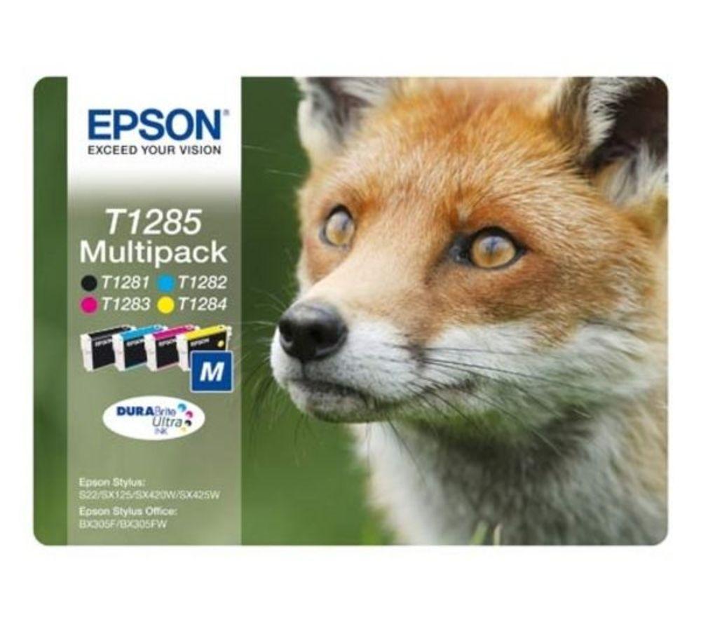 Epson Fox T1285 Cyan, Magenta, Yellow & Black Ink Cartridges - Multipack, Black & Tri-colour