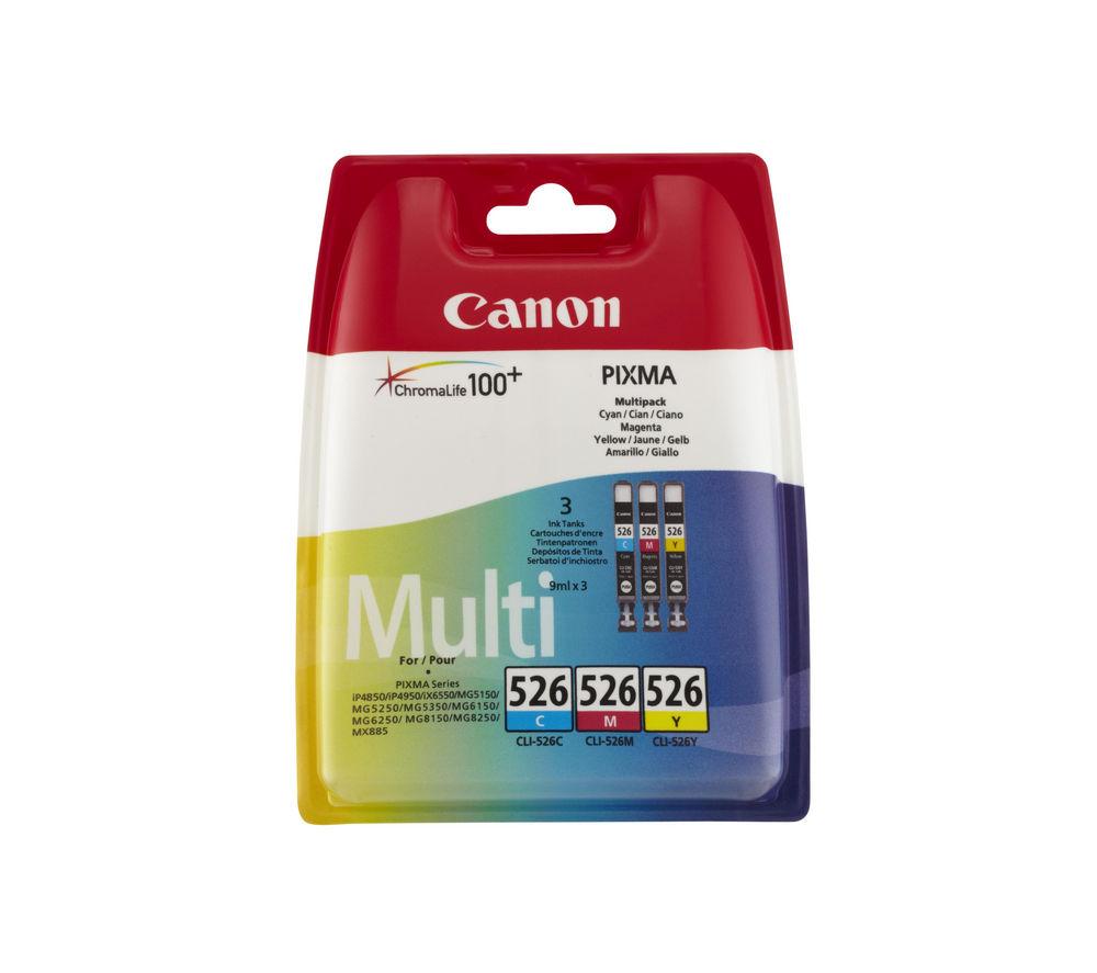 Canon CLI-526 Cyan, Magenta & Yellow Ink Cartridges - Multipack, Yellow,Magenta,Cyan