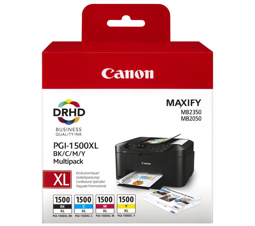 Canon PGI-1500 XL C M Y BK Pack of 4 cartridges Yield XL (Black XL Cyan XL Magenta XL Yellow XL) Genuine (Recycled Cardboard Multipack)