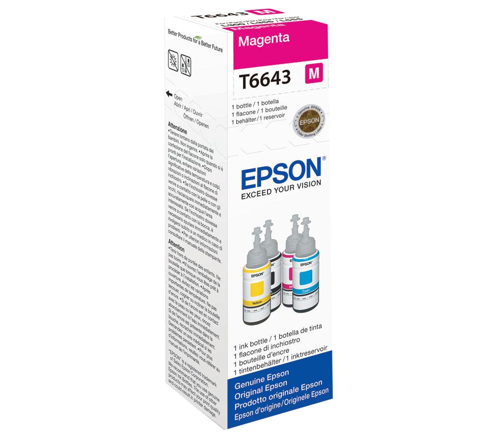 EPSON T6643 Magenta Ecotank Ink Bottle - 70 ml, Magenta