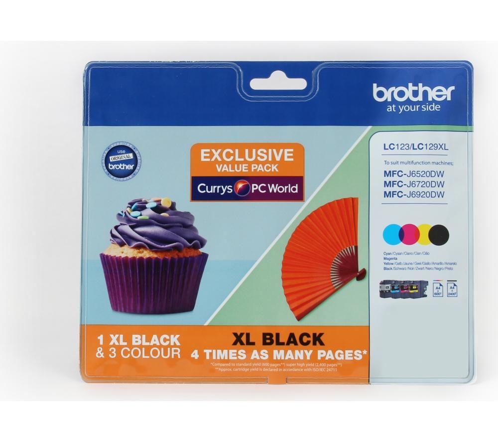 Brother Lc123 Lc129xl Cyan Magenta Yellow Black Ink Cartridges Multipack Black Tri Colour