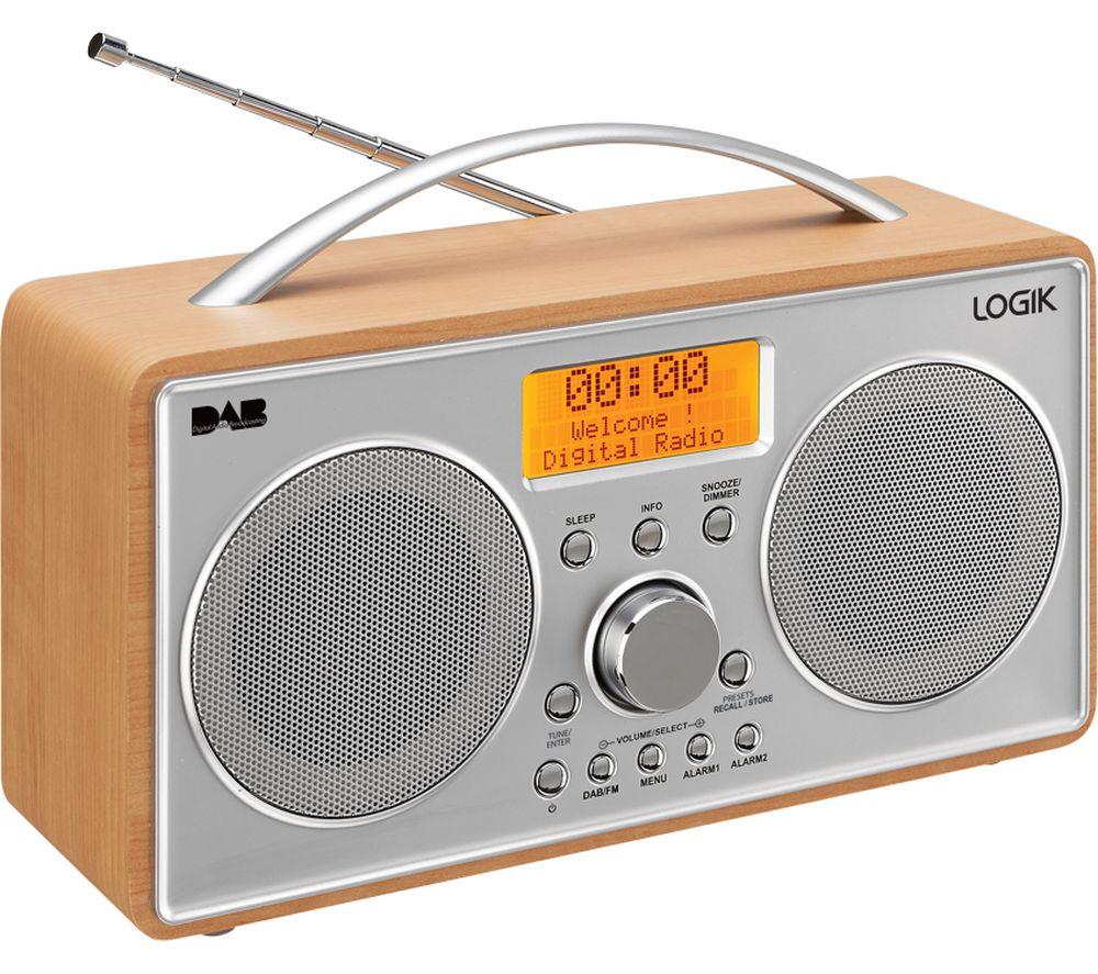 LOGIK L55DAB15 Portable DABﱓ Radio - Silver & Wood, Brown,Silver/Grey
