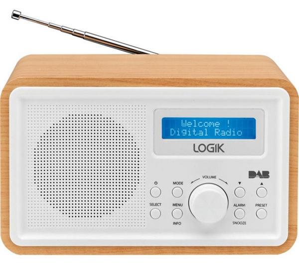 LOGIK LHDR15 Portable DAB/FM Radio - Light Wood & White image number 1