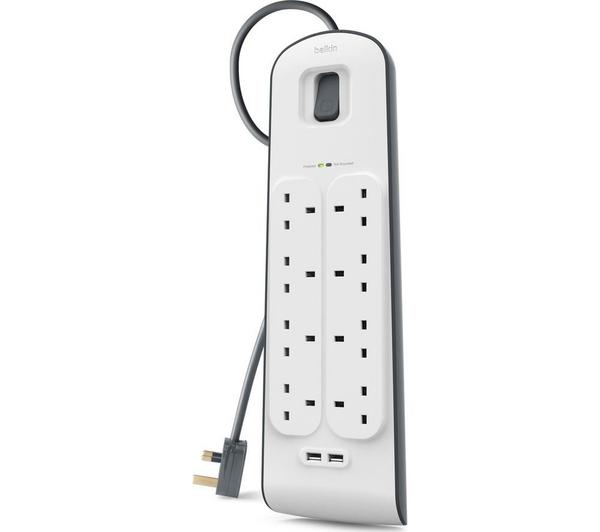 White USB Wall Outlet Ultra High Speed USB Wall Charger 2-Outlet Surge Protector with Dual USB Ports Ideal for Home and Office 