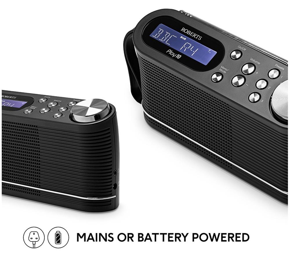 ROBERTS PLAY10 Portable DAB+/FM Radio - Black image number 3 of 8