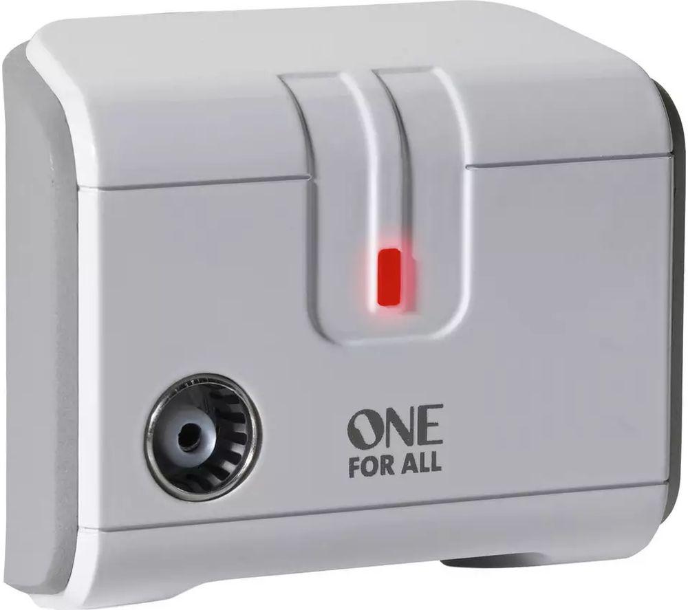 One For All Signal Booster/Splitter for TV - 1 Outputs (14x amplified) - Plug and Play - For interference free reception - Full HD compatible - white - SV9601