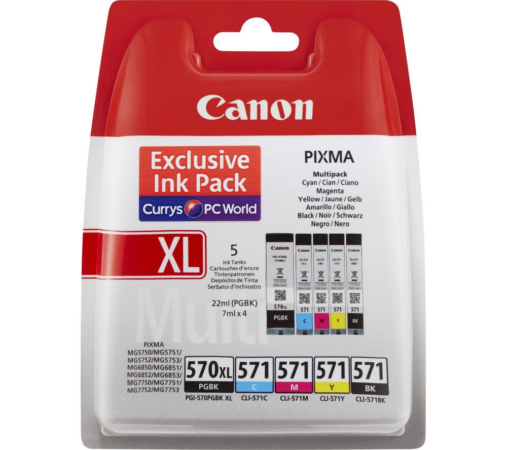 CANON PGI570XL/571 Tri-colour & Black Ink Cartridges - Multipack, Black