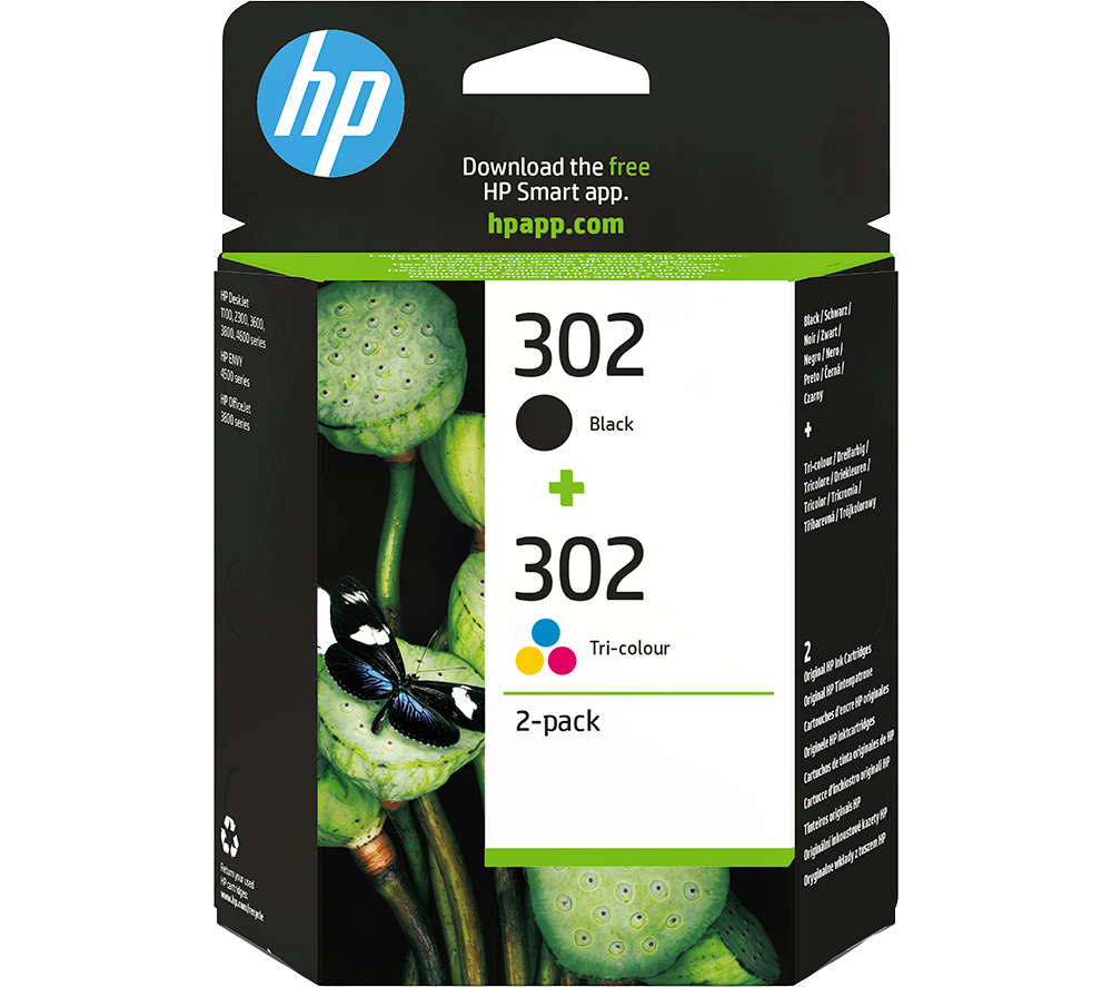 HP Combo 302 Tri-colour & Black Ink Cartridges - Multipack, Black & Tri-colour