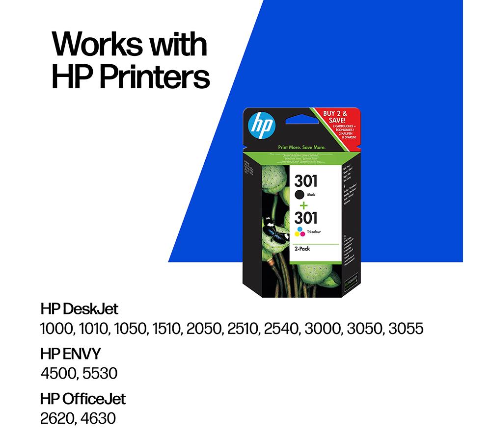 HP 301 Original Black & Tri-colour Ink Cartridges - Twin Pack image number 2 of 14