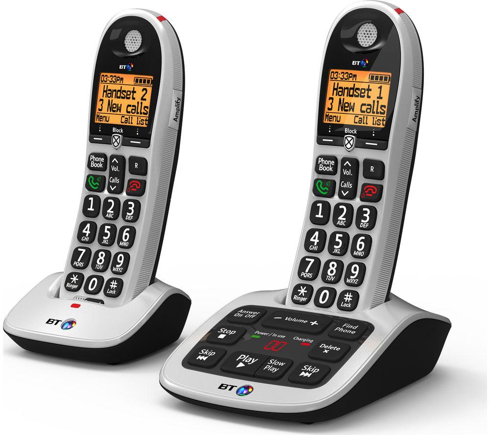 BT 4600 Cordless Phone with Answering Machine - Twin Handsets, Silver/Grey