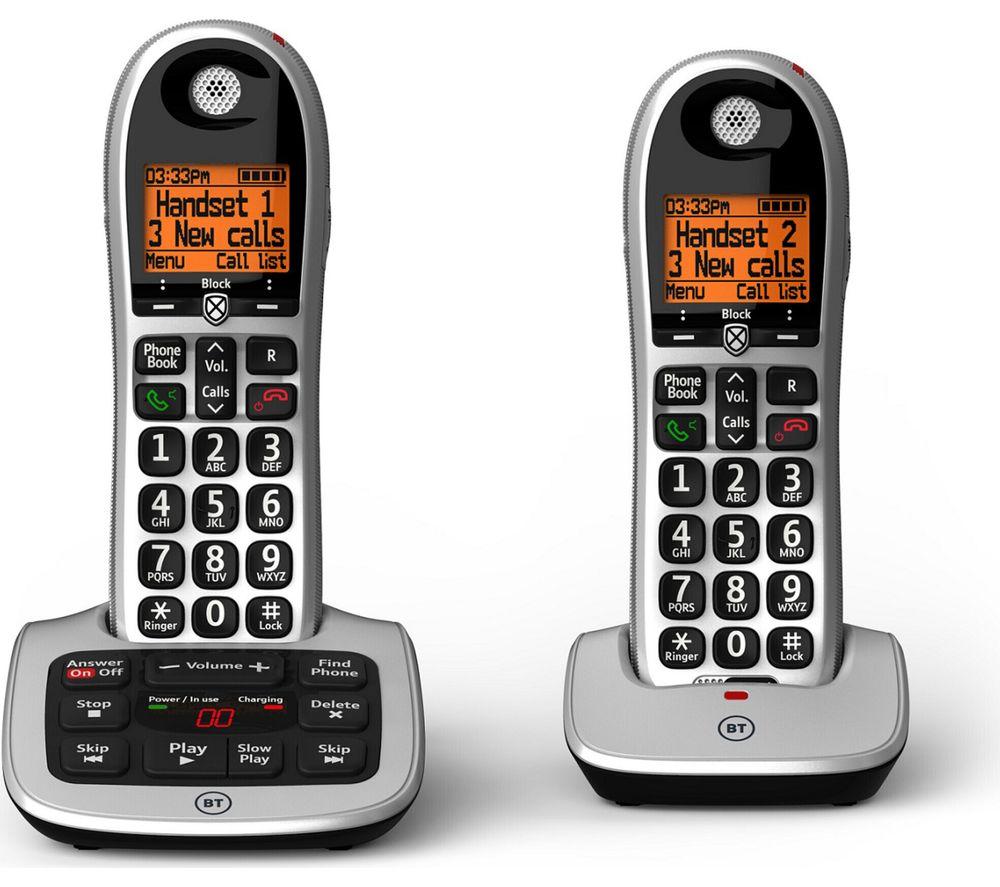 BT 4600 Cordless Phone with Answering Machine - Twin Handsets, Silver, Silver/Grey