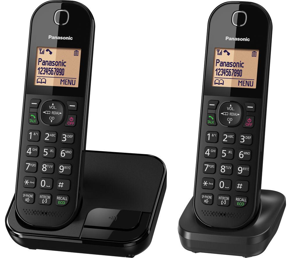 Panasonic KX-TGC41 Digital Cordless Phone with Nuisance Call Blocker, speakerphone and call waiting - Black (Pack of 2)