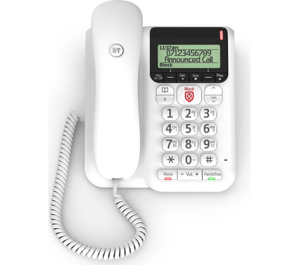 BT Dcor 2600 Corded Phone with Answering Machine - White, White