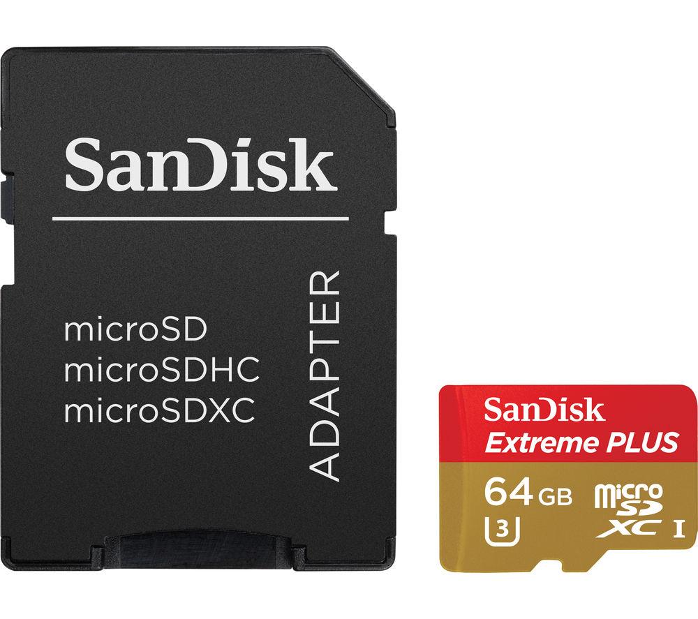 SANDISK Extreme Plus Class 10 microSDXC Memory Card - 64 GB