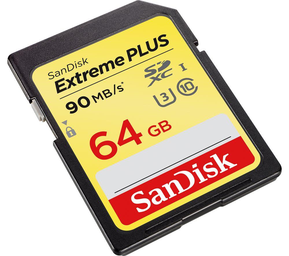 SANDISK Extreme Plus Class 10 SDXC Memory Card - 64 GB image number 3 of 3