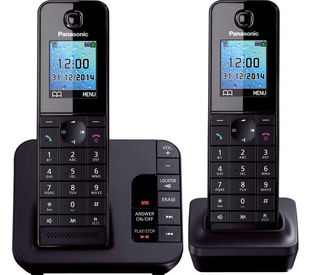 PANASONIC KX-TG8182EB Cordless Phone with Answering Machine - Twin Handsets, Black