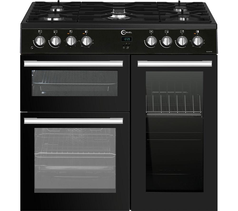 FLAVEL MLN9FRK 90 cm Dual Fuel Range Cooker – Black, Black