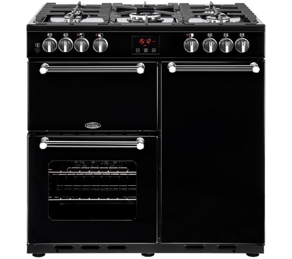 BELLING Kensington 90DFT 90 cm Dual Fuel Range Cooker - Black, Black