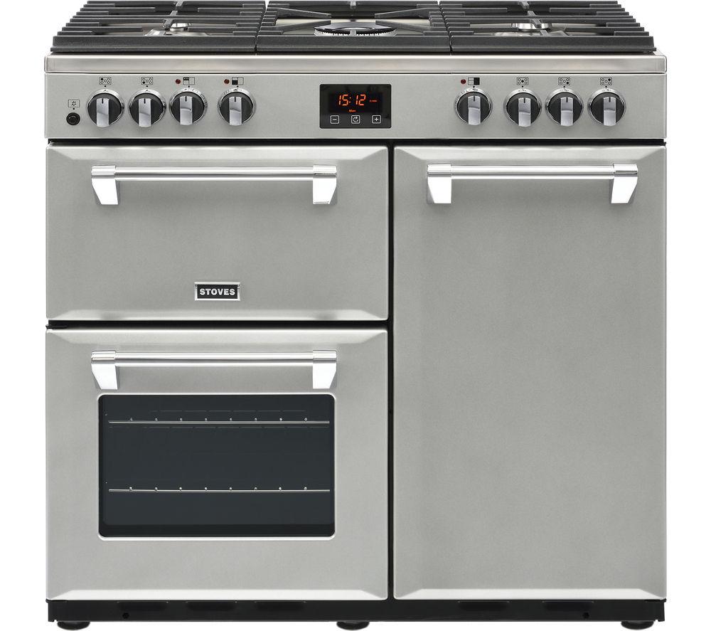 STOVES Ellingwood 90DFT MET SV 90 cm Dual Fuel Range Cooker – Metallic Silver, Silver/Grey