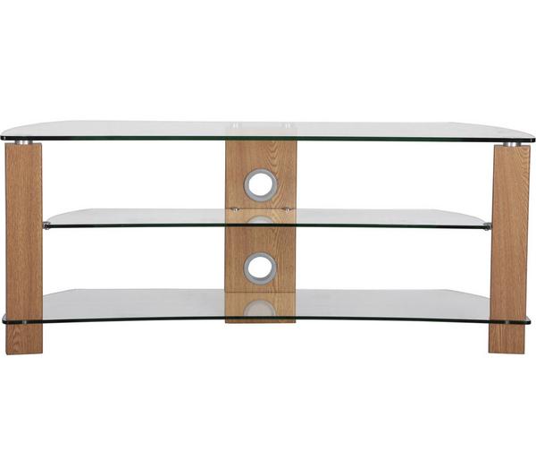 Oak/Clear TNW 34636 Vision Curve 1200 Glass TV Stand 