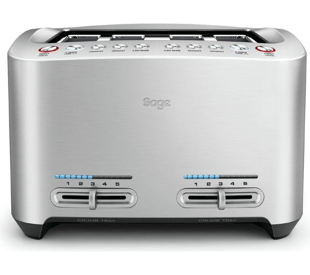 SAGE BTA845UK Smart 4-Slice Toaster - Silver, Silver/Grey