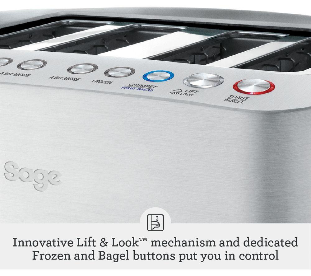 SAGE BTA845UK Smart 4-Slice Toaster - Silver image number 5 of 6