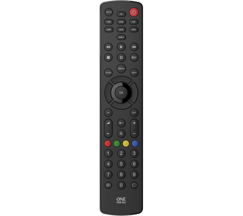 One For All Contour 8 Universal Remote Control – Operates 8 devices - Learning feature - Black – URC1280 & URC1240 Contour Universal 4 in 1 Remote Control, Black, 2.0 cm*22.3 cm*4.4 cm