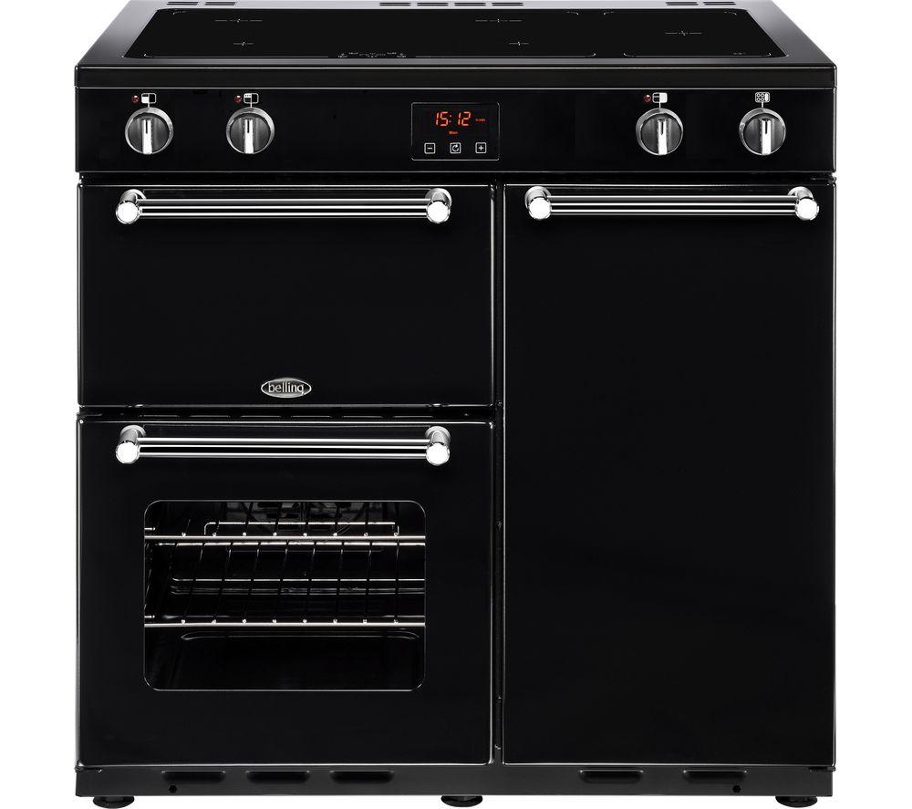 BELLING Kensington 90 cm Electric Induction Range Cooker - Black & Chrome, Black