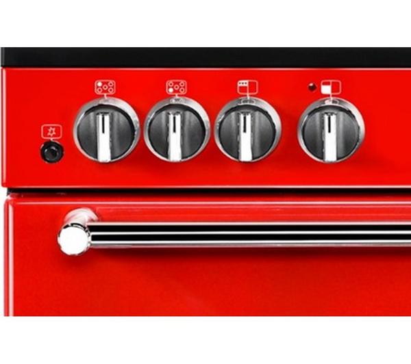BELLING Kensington 90DFT Dual Fuel Range Cooker - Red & Chrome image number 1
