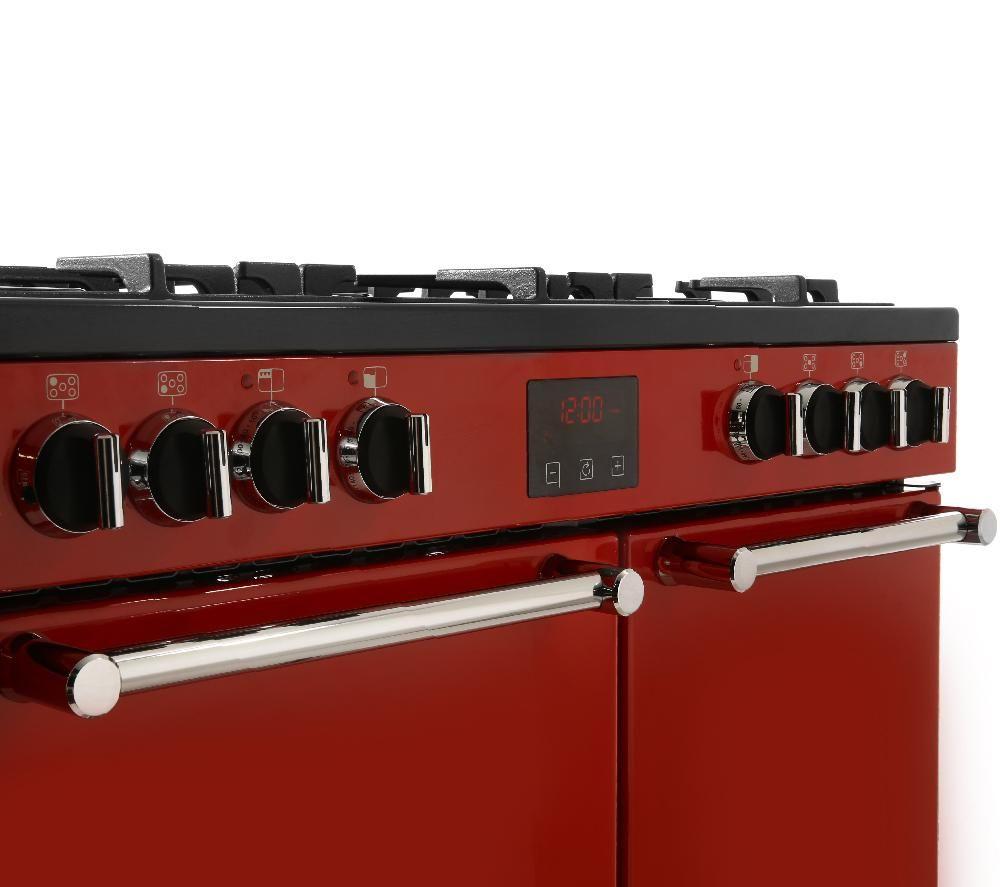 Buy BELLING Kensington 90DFT Dual Fuel Range Cooker Red & Chrome Currys