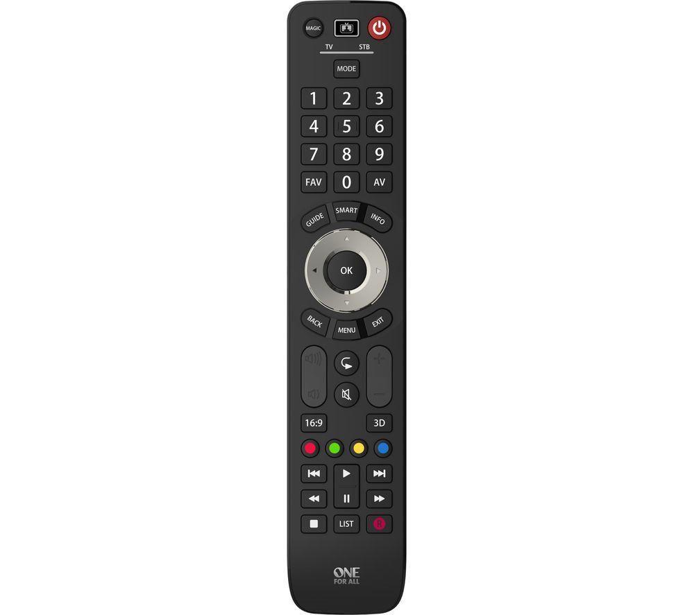 One For All Evolve 2 Universal Remote Control - Operates 2 devices (Cable, DTT, IPTV, Sat, TNT, TV) - Works with all brands - Black -URC7125