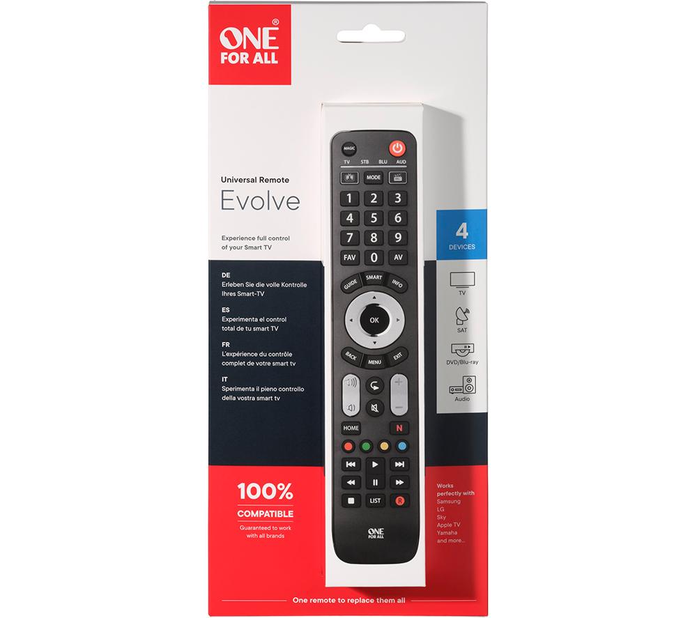 One For All Evolve 4 Universal Remote Control - Operates 4 devices - Works with all brands - Black -URC7145 & Contour TV Universal Remote Control TV - Control of TV/Smart TV - URC1210