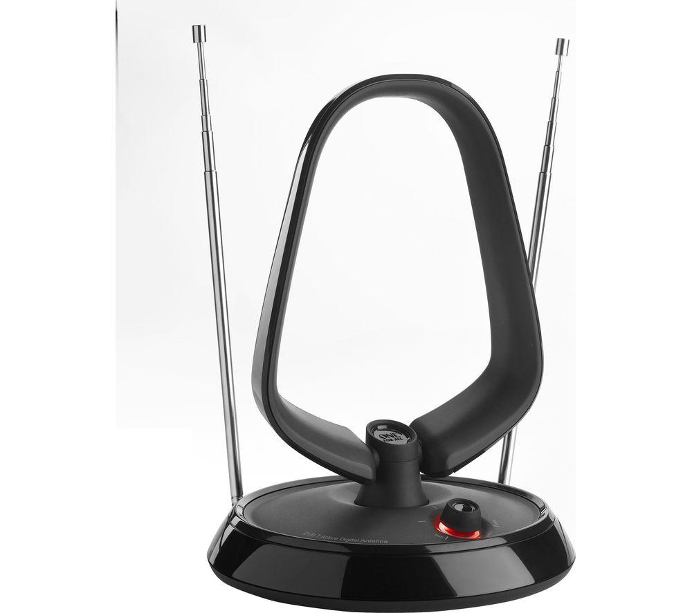 One For All Amplified Indoor Digital TV Aerial - Ready to receive Freeview and Analogue TV Signals within a range of 9 miles - HD Ready - HDTV Antenna – UHF/VHF – black - SV9143