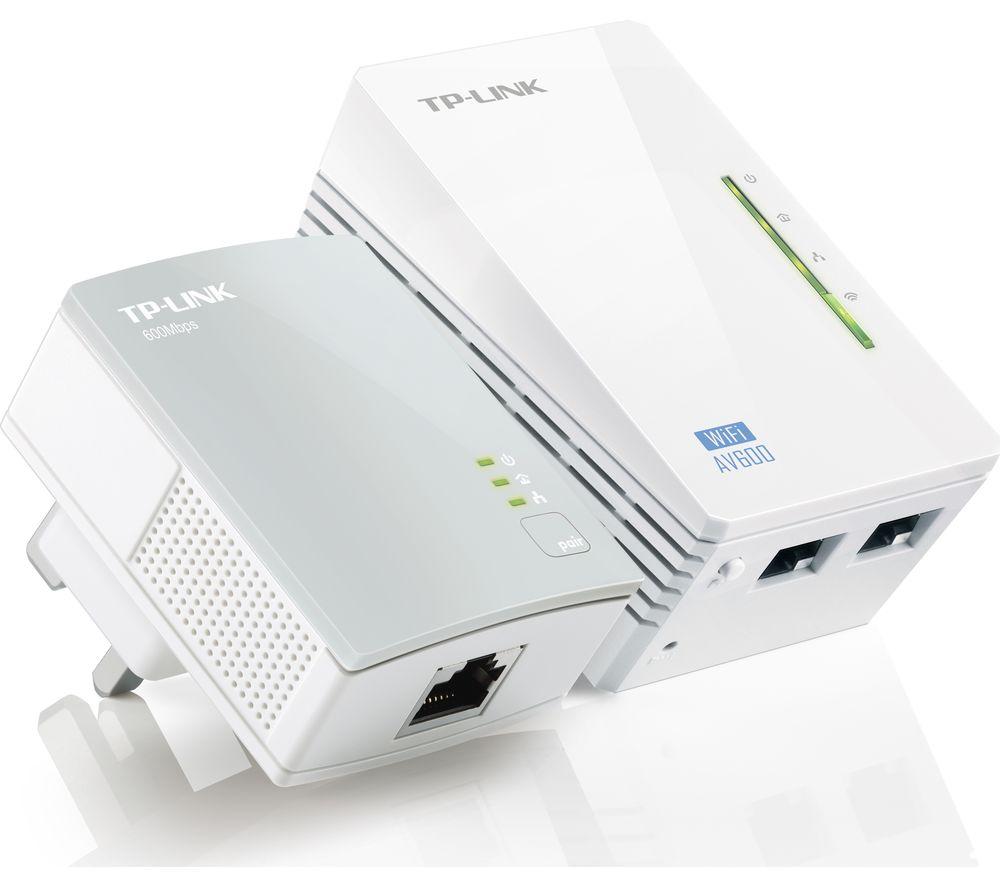 TP-LINK WPA4220 WiFi Powerline Adapter Kit - AV600, Twin Pack, White