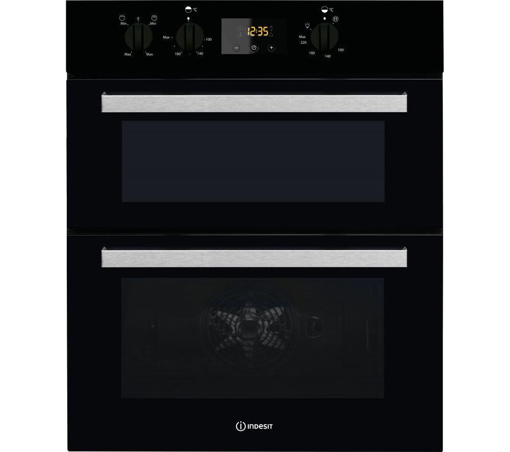 INDESIT IDD 6340 Electric Double Oven, Black