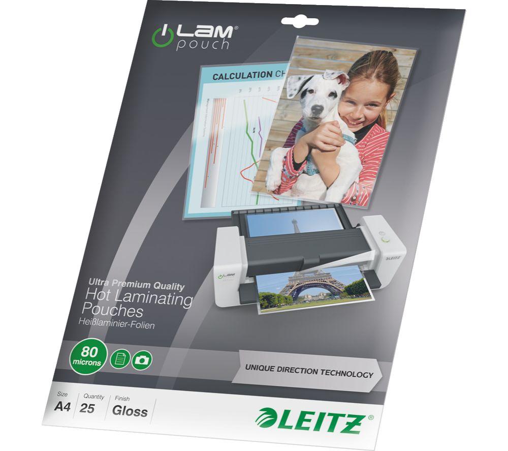 LEITZ iLAM 74790000 80 Micron A4 Laminating Pouches - 25 Pack