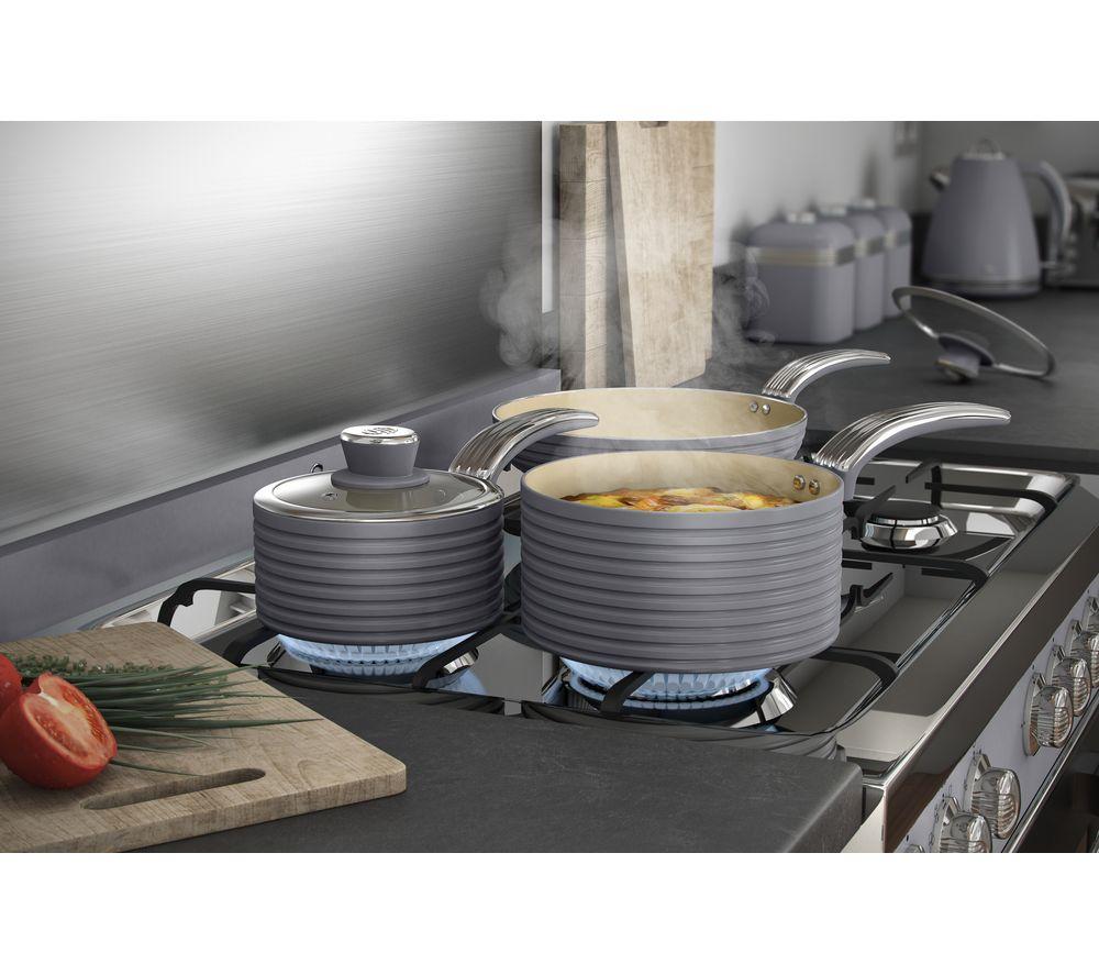 SWAN Retro SWPS3020GRN 3-piece Non-stick Saucepan Set - Grey image number 2 of 3