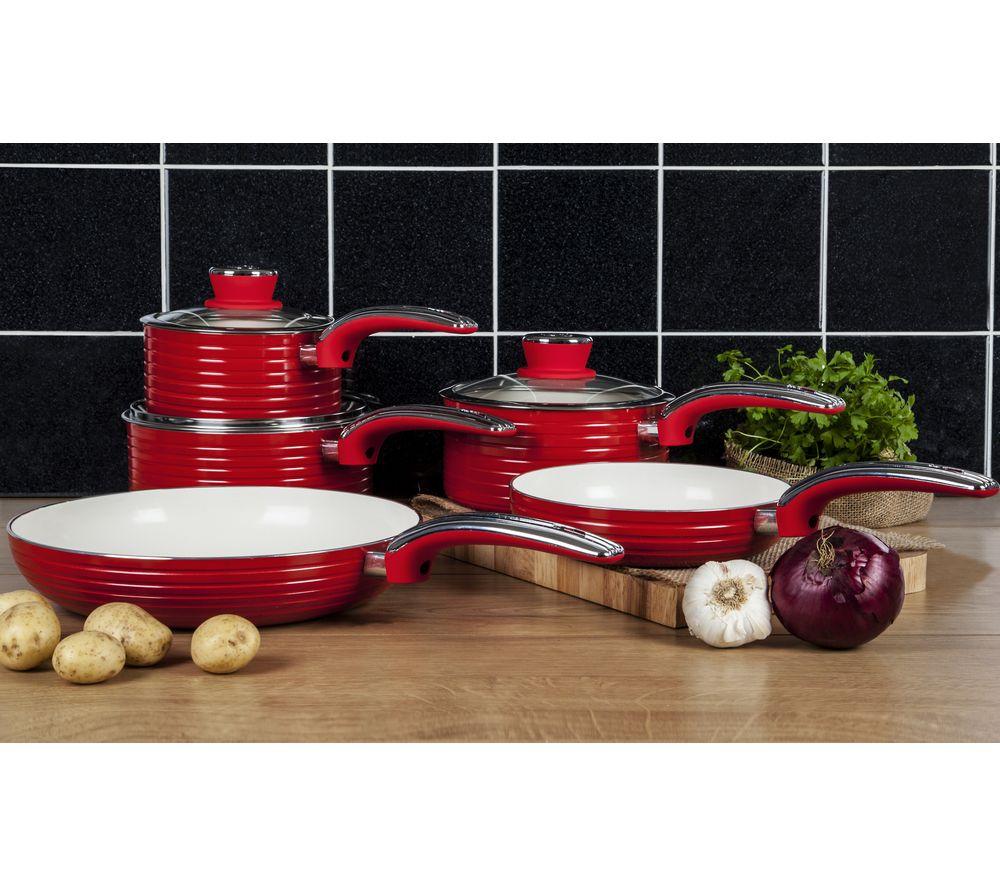 SWAN Retro SWPS3020RN 3-piece Non-stick Saucepan Set - Red image number 3 of 4