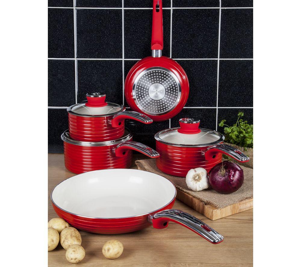 SWAN Retro SWPS3020RN 3-piece Non-stick Saucepan Set - Red image number 4 of 4