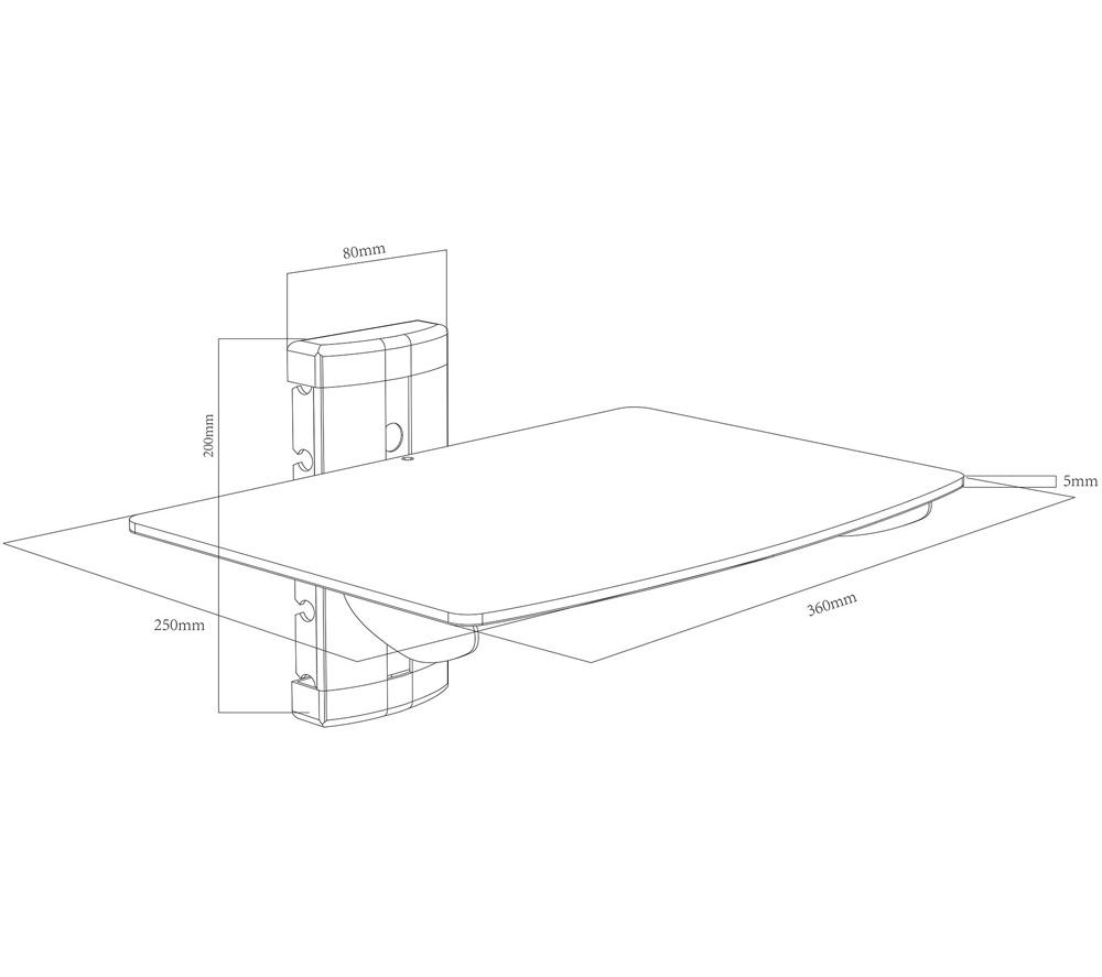 TTAP TTD-1 Single Glass Wall Shelf - Black image number 8 of 8