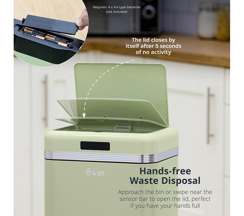 SWAN Retro 45-litre Rectangular Bin - Green image number 3 of 8
