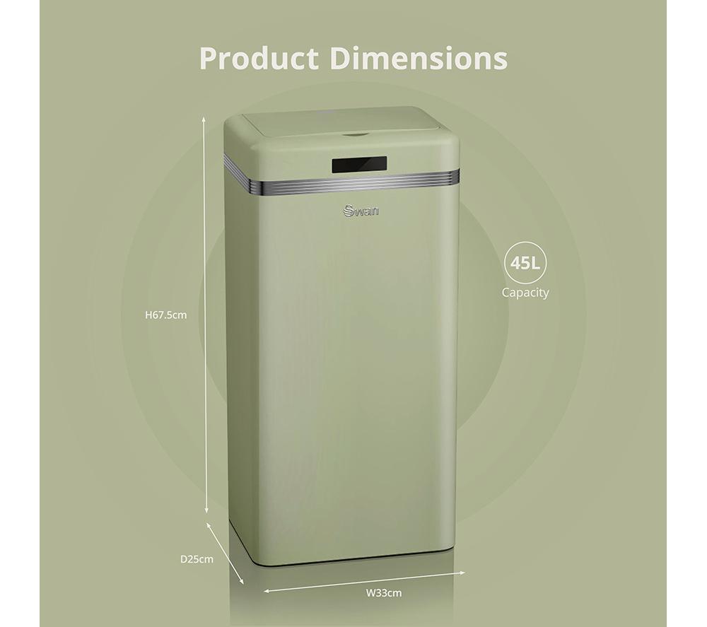 SWAN Retro 45-litre Rectangular Bin - Green image number 6 of 8