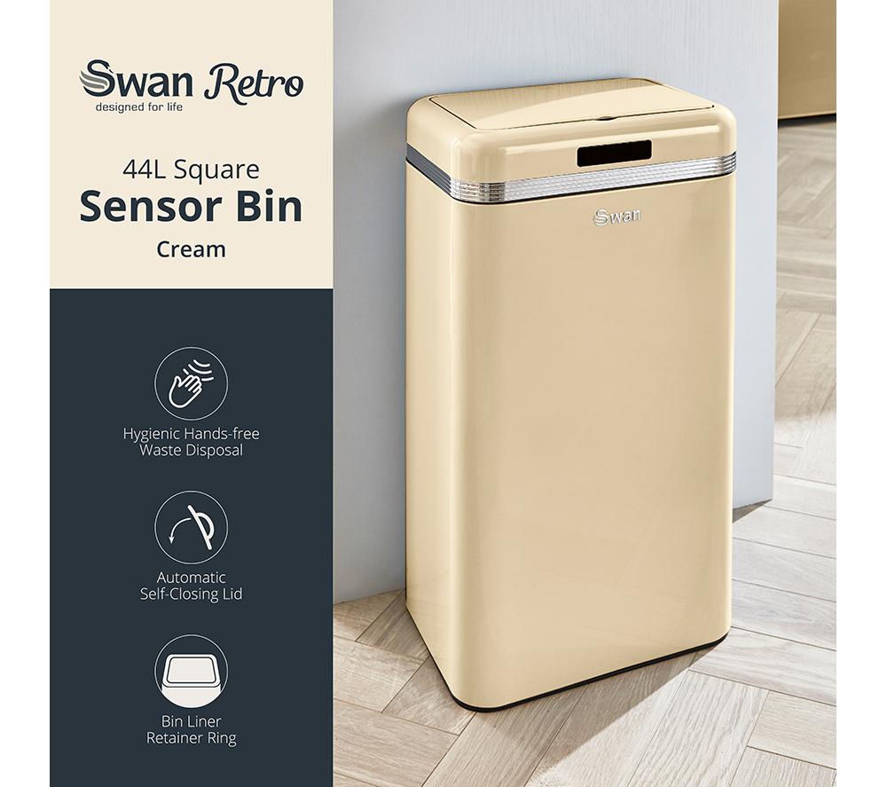 SWAN Retro 45-litre Rectangular Bin - Cream image number 2 of 8