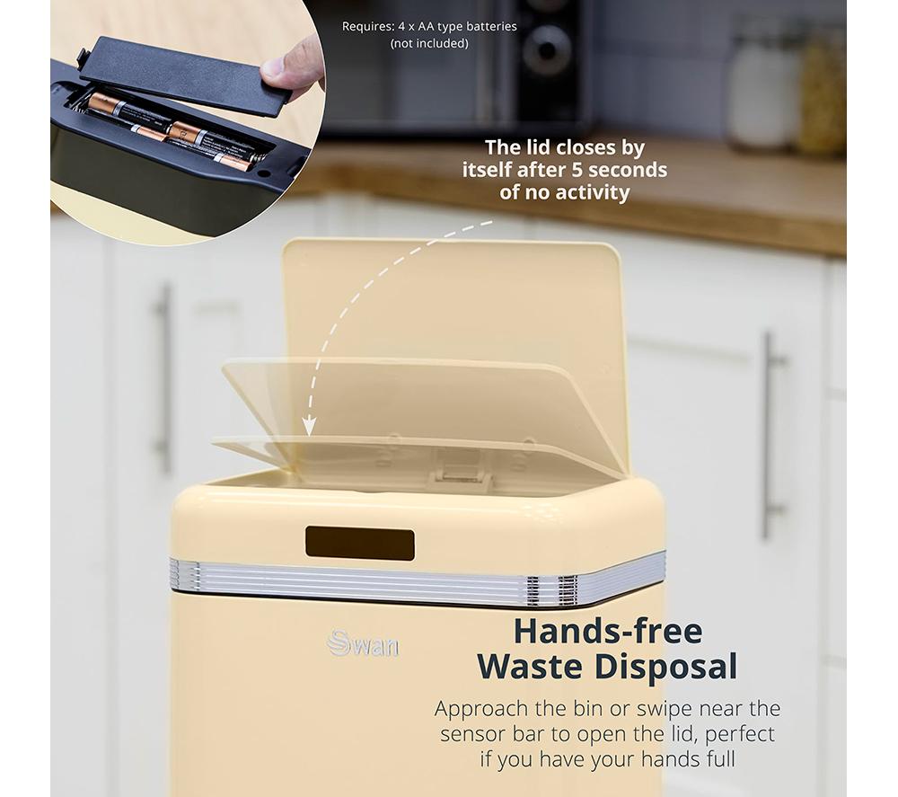 SWAN Retro 45-litre Rectangular Bin - Cream image number 3 of 8