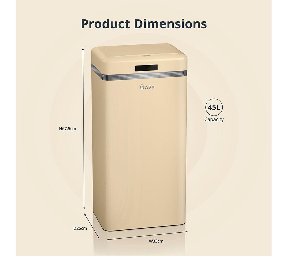 SWAN Retro 45-litre Rectangular Bin - Cream image number 6 of 8